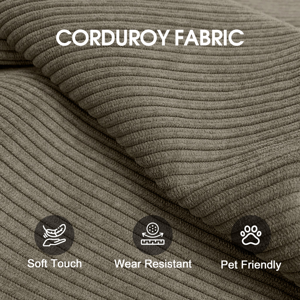 78.8' Compression Sofa,Convertible Floor Sofa Bed-with Pillow Back Support Armrest,Comfy Futon Couch Sleeper Bed,Loveseats Boneless Modular Sectional Sofa,Corduroy fabric,for Living Room,Bedroom,Camel - Grand Goldman Shop