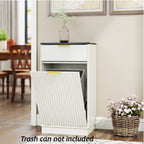 10-Gallon Woodgrain Tilt-Out Trash Can Cabinet Wooden Garbage Recycling Cabinet with Wave-Textured Hideaway Drawer&Pull-Out Bin-Multipurpose Kitchen/Bath Organizer in Antique White Finish - Grand Goldman Shop
