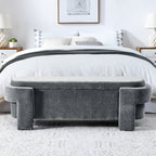 Chenille Upholstered Bench with Large Storage Space for the Living Room, Entryway and Bedroom,Grey,( 51.5''x20.5''x17'' ) - Grand Goldman Shop