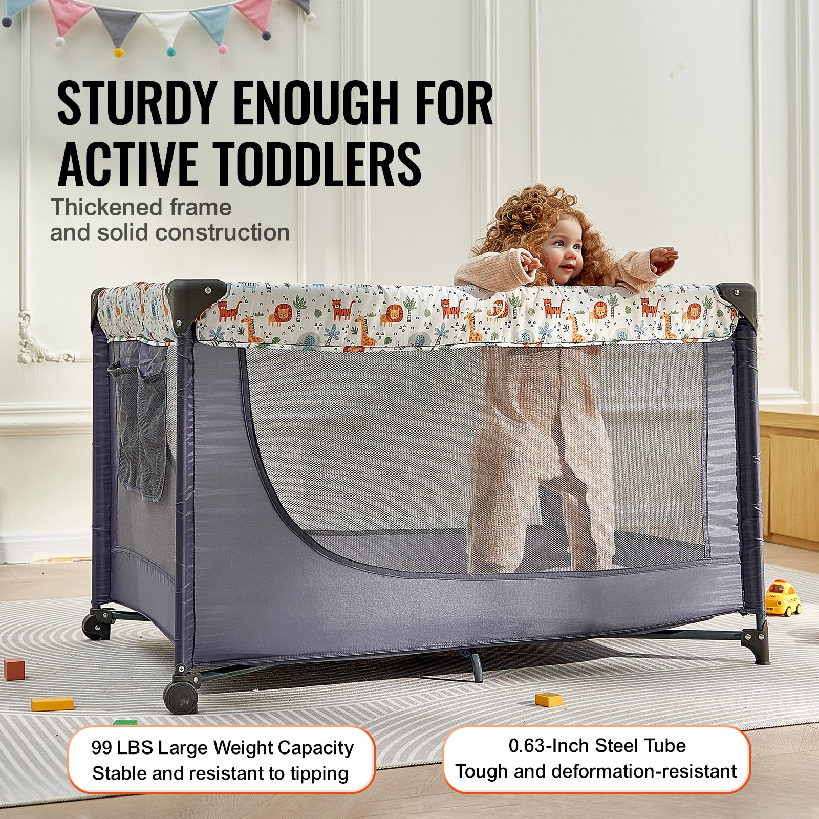 Baby Playpen Quick-Folding Portable Baby Toddler Fence Play Yard & Wheels - Grand Goldman