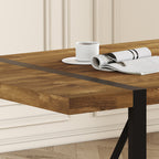 Rustic Industrial Rectangular Wood Dining Table For 4-6 Person, Thick Engineered Wood color Tabletop and Black Metal Legs,Desk For Kitchen Dining Living Room - Grand Goldman Shop