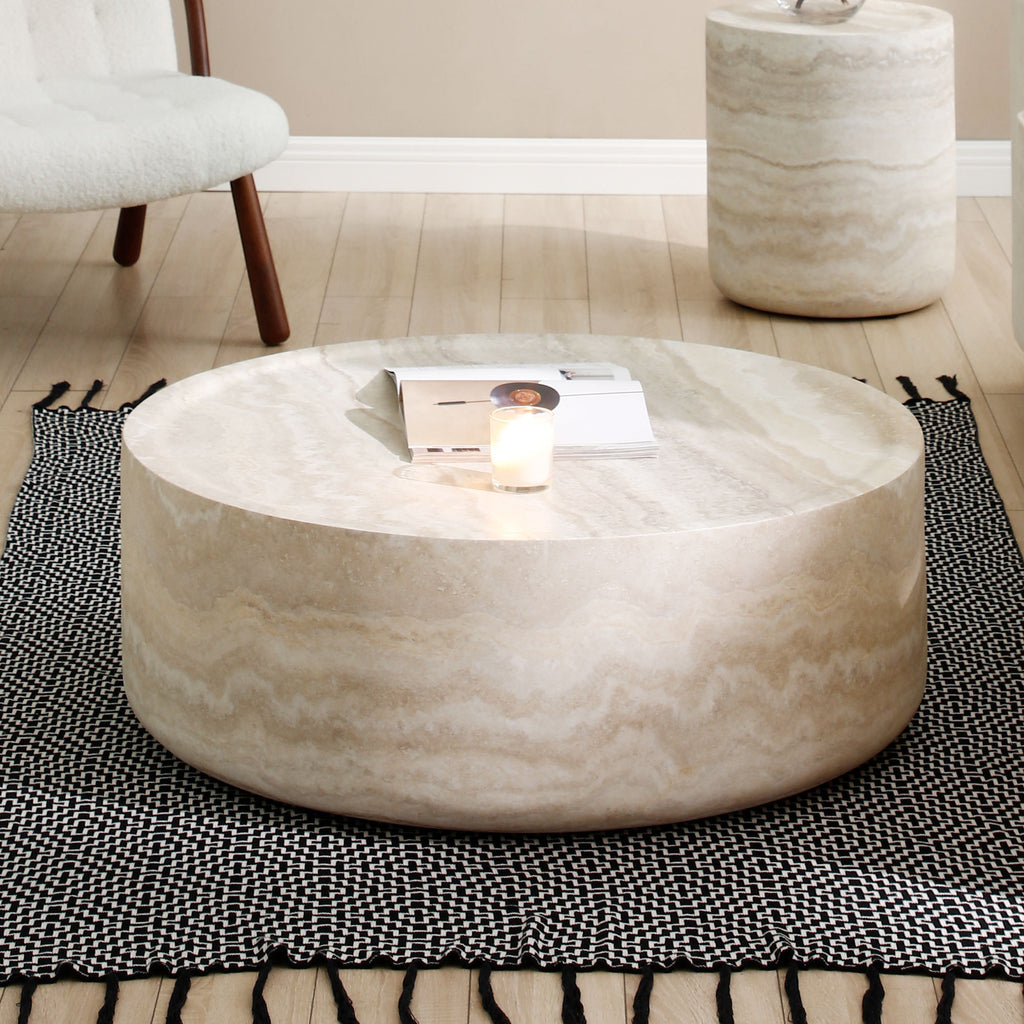 31.49''  Faux MARS Pattern Coffee Tables for Living Room Round Tea table for Living Room, No Need Assembly. - Grand Goldman Shop