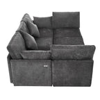 Stylish Modular U-Shaped Sectional Sofa with USB Ports, Black Chenille, 86.6' - Grand Goldman Shop