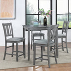 Wooden Dining Square Table, Kitchen Table for Small Space, 4 Person Counter Height Table, Gray, ONLY THE TABLE - Grand Goldman Shop