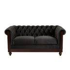 VIVALUX Chesterfield Velvet Loveseat Sofa, 2-Person Rolled Arm Upholstered Couch, Black, Pine Wood Frame, 59.44' - Grand Goldman Shop