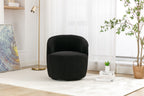 Teddy Fabric Swivel Accent Armchair Barrel Chair With Black Powder Coating Metal Ring,Black - Grand Goldman Shop