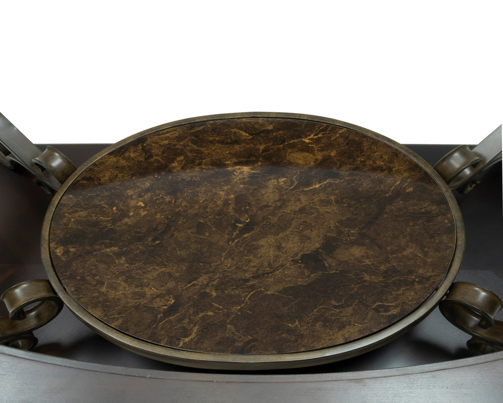 Cocktail Table, Glass table top, MDF W/marble paper middle shelf, powder coat finish metal legs. (52'Lx32'Wx20.3'H) - Grand Goldman Shop