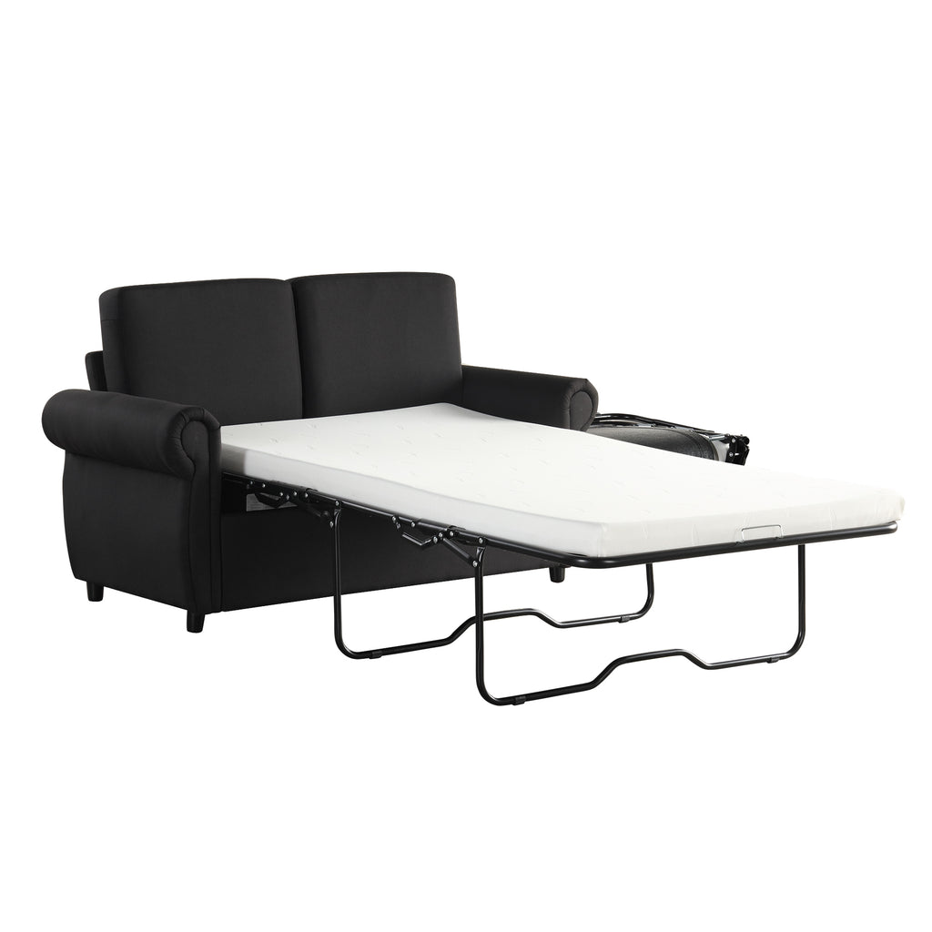Orisfur Pull Out Sofa Bed Loveseat Sleeper with Twin Size Memory Foam Mattress & USB Ports, Black Linen - Grand Goldman Shop