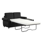 Orisfur Pull Out Sofa Bed Loveseat Sleeper with Twin Size Memory Foam Mattress & USB Ports, Black Linen - Grand Goldman Shop