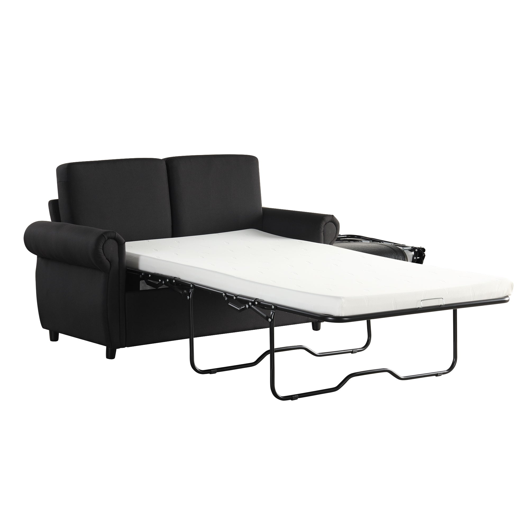 Orisfur Pull Out Sofa Bed Loveseat Sleeper with Twin Size Memory Foam Mattress & USB Ports, Black Linen - Grand Goldman Shop