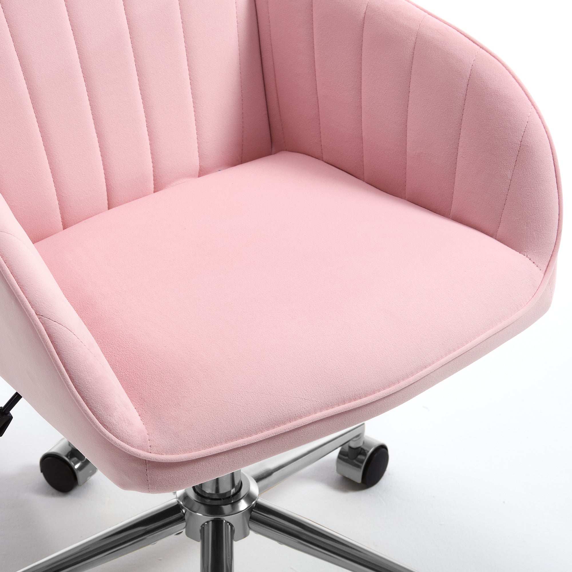 TY Ergonomic Office Chair, Baby Pink Velvet Adjustable Swivel Chair with Lumbar Support for Home or Bedroom Use - Grand Goldm