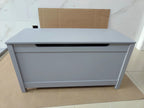 Kids Wooden Toy Box Storage with Safety Hinged Lid for Ages 2+ (Gray) - Grand Goldman