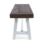Tranquilizer Outdoor Acacia Wood Bench with Slat Panel Design, Dark Brown and White - Grand Goldman Shop