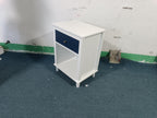 Navy+Golden Handle Wooden Nightstand with One Drawer One Shelf for Kids and Adults, White+Navy Finish, MDF Material, 26.77''H - Grand Goldman Shop