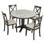 Orisfur. 5 Pieces Dining Table and Chairs Set for 4 Persons, Kitchen Room Solid Wood Table with 4 Chairs - Grand Goldman Shop