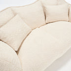 Comfortable Dual Beanbag Chair with High Resilience Foam Core for Two People in Beige Chenille - Grand Goldman Shop