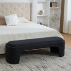 64.96'Wide Modern Upholstered Armless Upholstered Bedroom Benches End of Bed Bench for Entryway, Chenille Ottoman Foot Stool for Living Room and Bedroom, Entryway, Black Boucle - Grand Goldman Shop