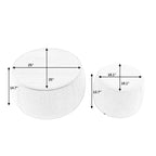 Light Grey Round Storage Ottoman, 2 in 1 Function End Table and Ottoman with Small Seat, Eucalyptus Wood and Foam - Grand Goldman Shop