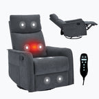 Heat Massage Manual Recliner Chair with Rocker and Swivel in Fabric for Living Room, Grey - Grand Goldman Shop