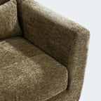 Modern Accent Chair, Chenille Arm Chairs for Living Room, Upholstered Modern Armchair, Comfy Soft Padded Lounge Chair in Small Space, Bedroom, w/Pillow, Solid Wood Leg, Olive Green - Grand Goldman Shop