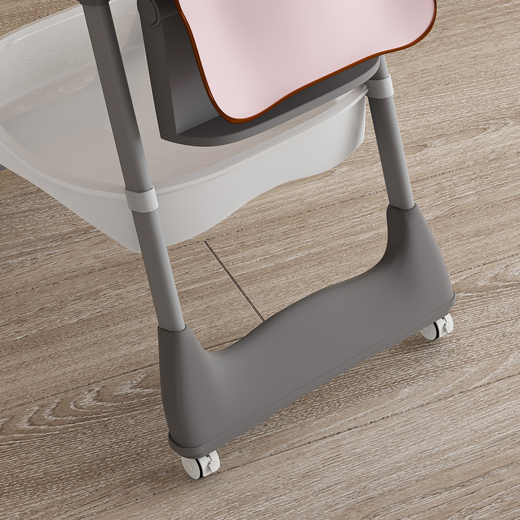 Adjustable Baby High Chair 0-6 Years – Portable Infant Feeding Seat with Safety Belt, Silent Lockable Wheels, Pink - Grand Goldman Shop