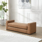 Stylish and Durable Brown Faux Leather Ottoman - Grand Goldman Shop