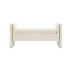 Modern Teddy Bed End Bench with Arms and Storage, Upholstered Large Foot Rest Stool, Cream Plywood, 52.3 x 18.5 x 24.4 inches - Grand Goldman Shop