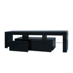 Modern Black TV Stand, 20 Colors LED TV Stand w/Remote Control Lights - Grand Goldman Shop