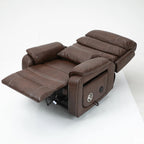 Premium Brown Technical Leather 180-Degree Lay Flat Recliner Chair with Wireless Charging, Lumbar Support, and Dual Motor Lift for Big & Tall Comfort - Grand Goldman Shop