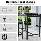 Kitchen Table Set, Dining Table and Chairs for 2, 3 Piece Dining Room Table Set with 2 Upholstered Chairs, Bar Dining Table Set for Small Spaces, Apartment, Breakfast, Pub, Rustic Black - Grand Goldman Shop