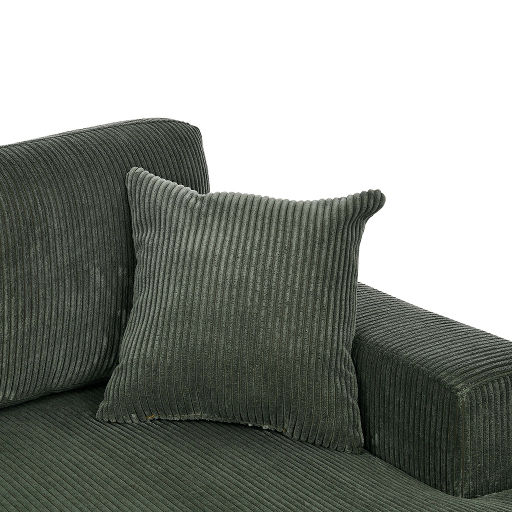 3-Piece Corduroy Double-Chaise Sectional Sofa – Green - Grand Goldman Shop