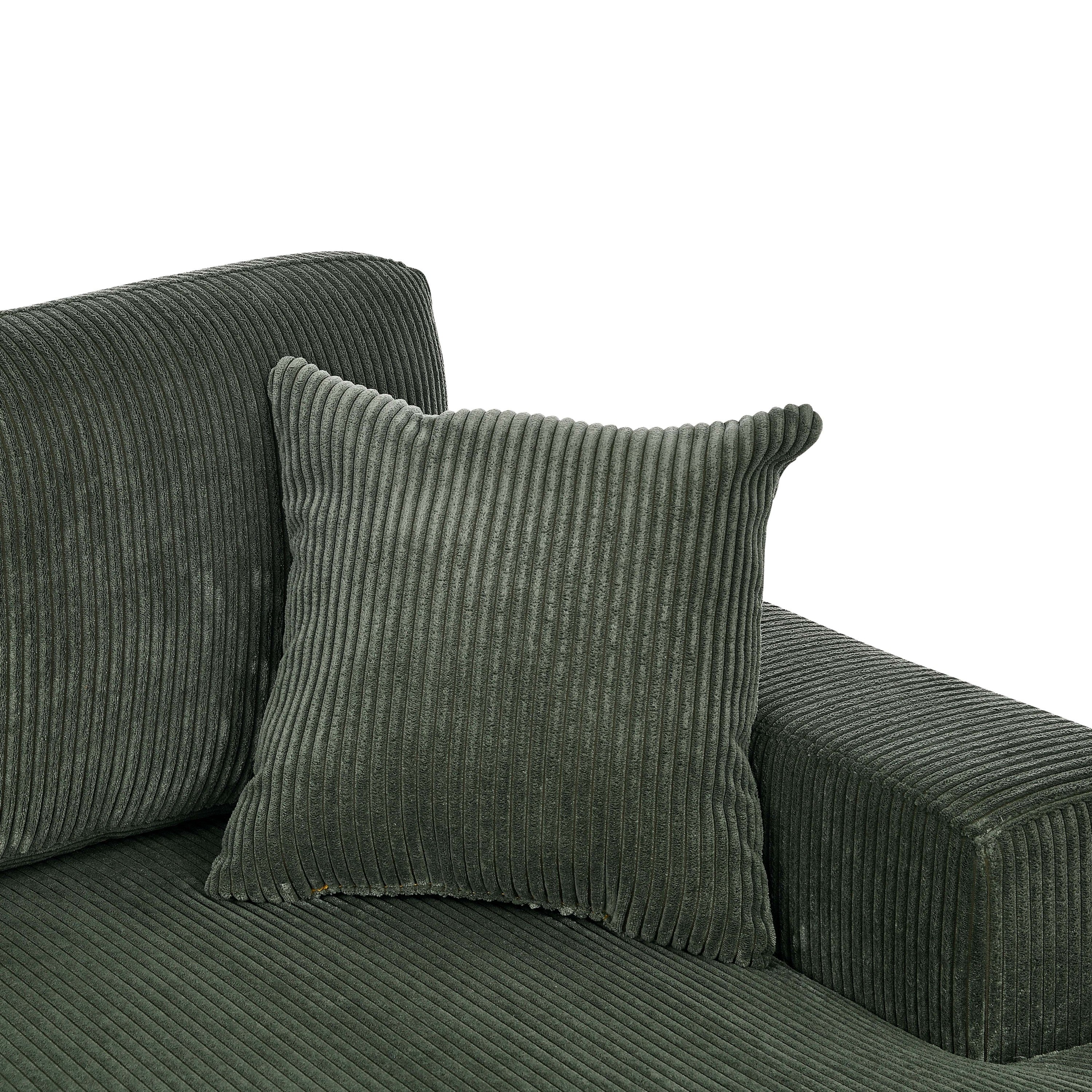 3-Piece Corduroy Double-Chaise Sectional Sofa – Green - Grand Goldman Shop