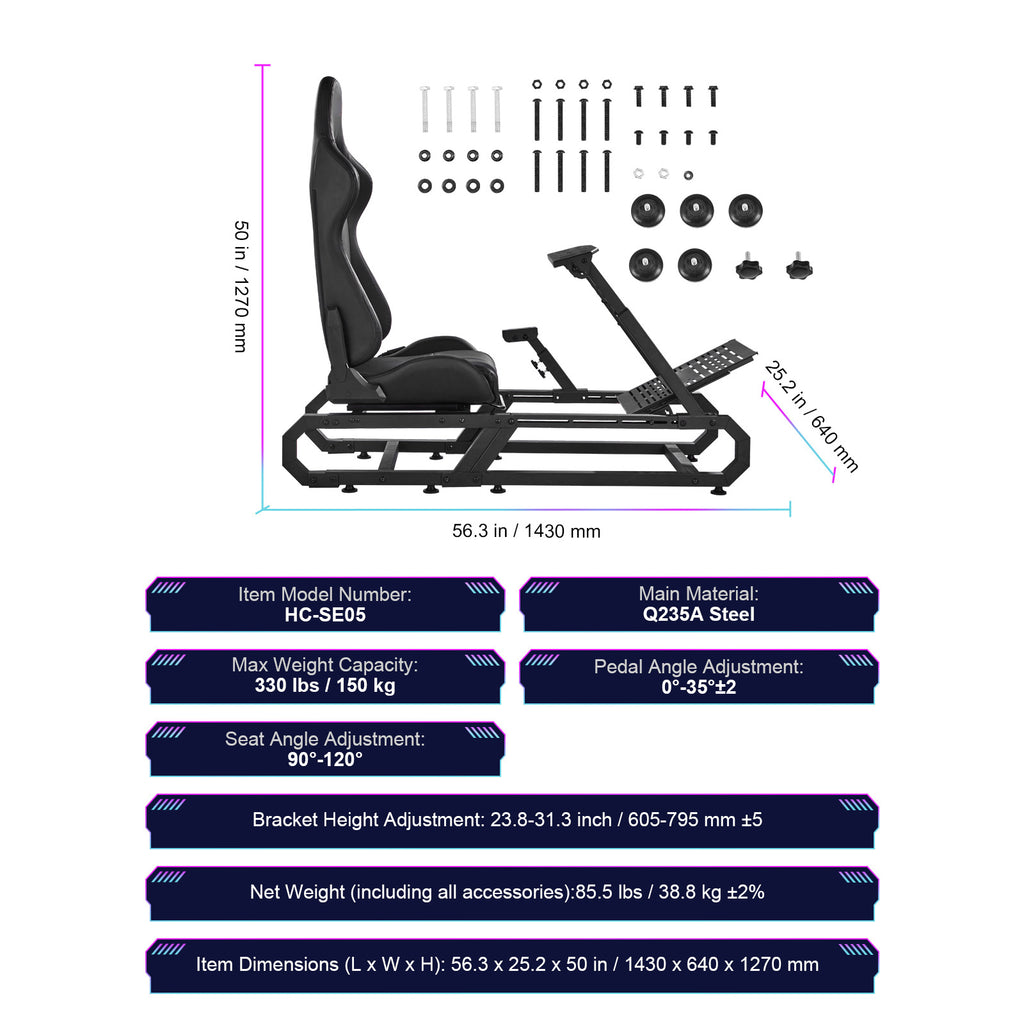 Heavy Duty Racing Wheel Stand for Logitech G923/G920/G29 Max330LBS Compact - Grand Goldman