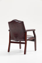 Leather Reception Guest Chairs  W/Padded Seat and Arms Ergonomic Mid-Back Office Executive Side Chair for Meeting Waiting Roo