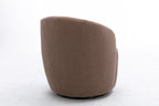Teddy Fabric Swivel Accent Armchair Barrel Chair With Black Powder Coating Metal Ring,Coffee Brown - Grand Goldman Shop