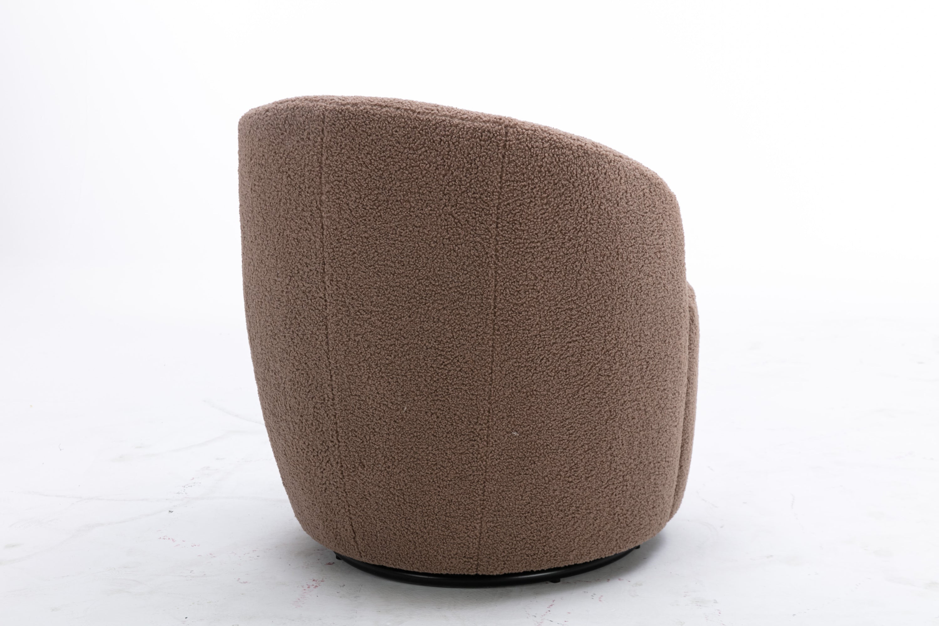 Teddy Fabric Swivel Accent Armchair Barrel Chair With Black Powder Coating Metal Ring,Coffee Brown - Grand Goldman Shop