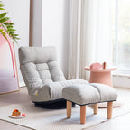 Japanese-Style  Gray with Metal Frame Adjustable Reclining Floor Chair – Tatami Lazy Sofa for Balcony or Bedroom - Grand Goldman Shop