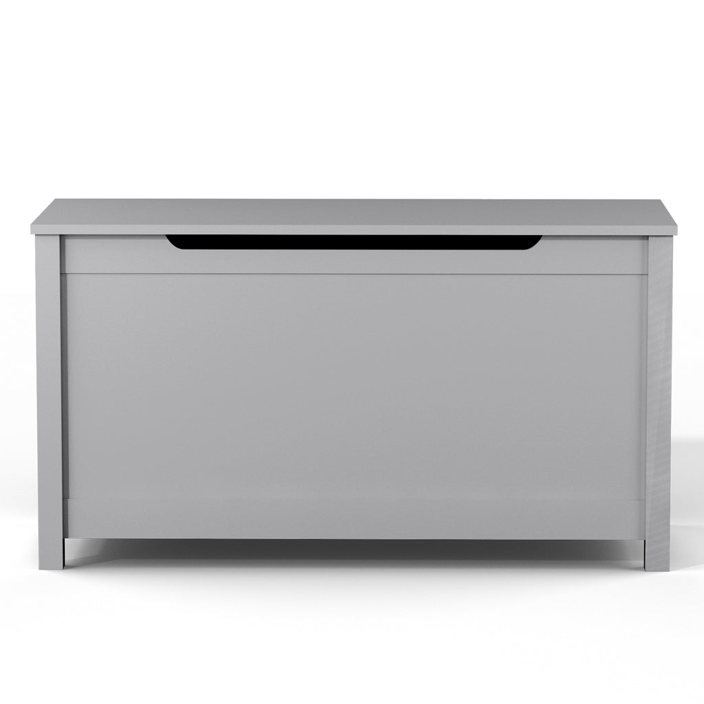Kids Wooden Toy Box Storage with Safety Hinged Lid for Ages 2+ (Gray) | Premium Home Decor - Grand Goldman