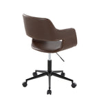 Contemporary Task Chair in Black Metal and Espresso Faux Leather | Premium Home Decor - Grand Goldman