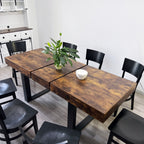 Modern Farmhouse Extendable Dining Room Table with Retractable Design in Deep Rustic Brown, Engineered Wood, 78.74 inches - Grand Goldman Shop