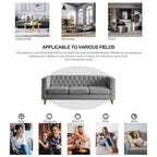 Modern Velvet Sofa with Button Tufting and Metal Legs, Grey Upholstered Couch for Living Room or Bedroom, 3-Seater, Solid Wood Frame, Soft Cotton-Filled Cushions - Grand Goldman Shop