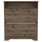 Calgary Shoe Rack, Superior Top, One Open Shelf, Two Extendable Shelves -Dark Brown - Grand Goldman Shop