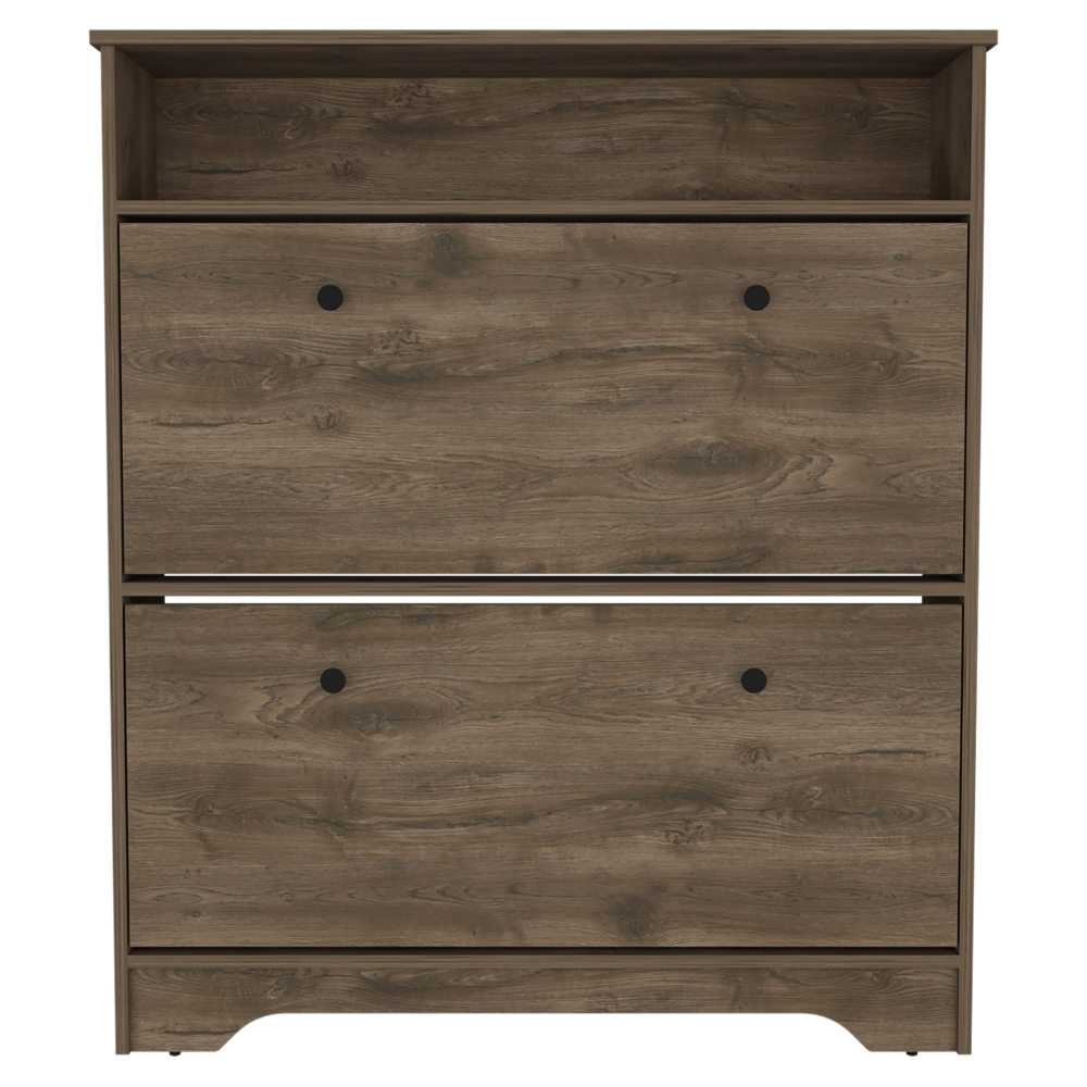 Calgary Shoe Rack, Superior Top, One Open Shelf, Two Extendable Shelves -Dark Brown - Grand Goldman Shop