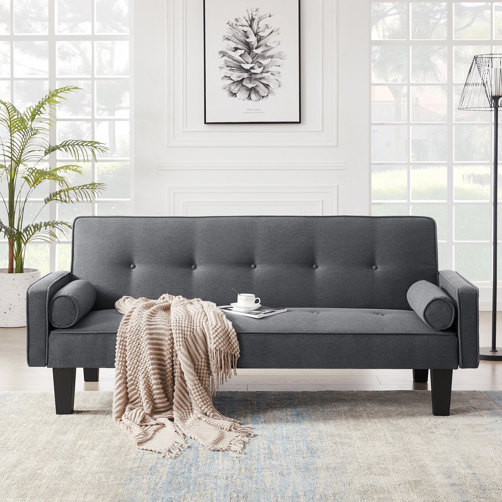 MEGA fabric sofa, medieval love seat sofa furniture, with pillows, living room button tufted sofa, pull point design - Grand Goldman Shop