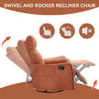 Heat Massage Manual Recliner Chair with Rocker and Swivel in Fabric for Living Room, Orange - Grand Goldman Shop