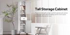 69' H Tall Bathroom Storage Cabinet with 2 Barn Doors and 1 Drawer, Narrow Storage Unit, Adjustable Shelves,Floor Cabinet for Bathroom, Living Room, Entryway,Kitchen,(White) - Grand Goldman Shop