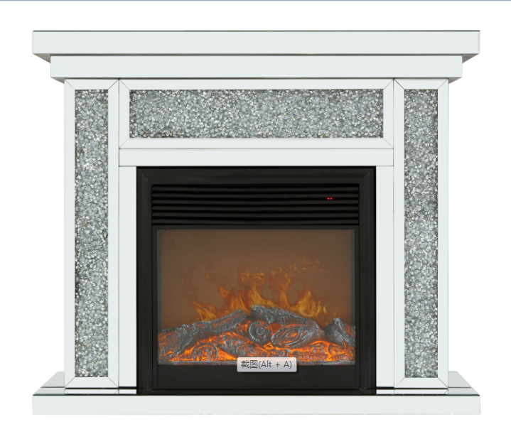 10 inches wide X 10 inches deep X 32 inches high English inch acrylic diamond mirror wall furnace frame with two side pillars, independent fireplace frame with built-in filling material: acrylic high - Grand Goldman Shop
