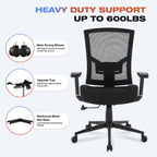 Big and Tall Office Chair 600lbs with Lumbar Support for Eight Hour Daily Work Ergonomic Mesh Desk Chair Widen 3D Cushion for