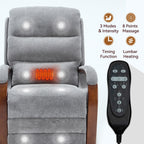 Power Grey Chenille Lift Recliner Chair Dual Motor Infinite Position Up to 350 LBS with Solid Wood Armrests, Heat Massage and Heavy Duty Motion Mechanism - Grand Goldman Shop