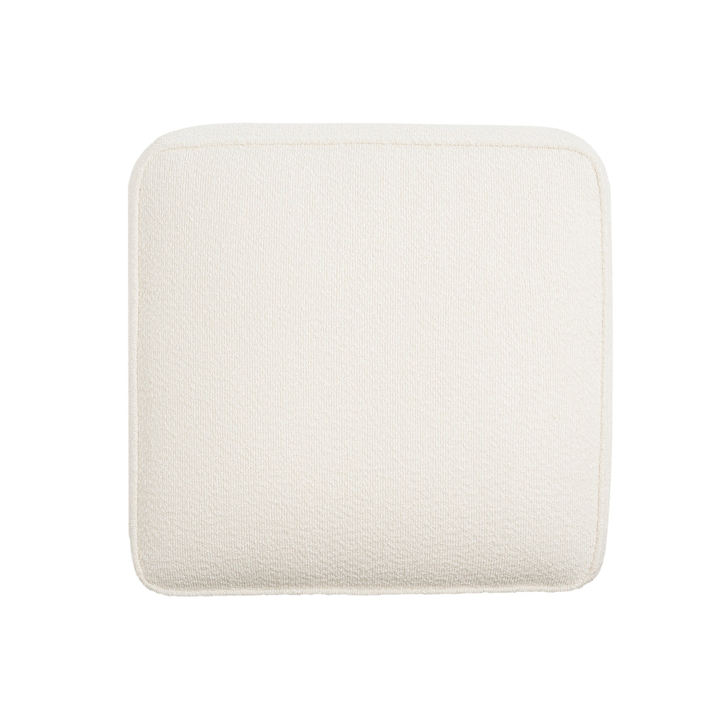 Upholstered Square Ottoman,White,Boucle - Grand Goldman Shop